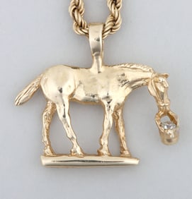 14k Gold Horse Pendant Necklace