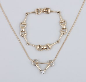 Group of (2) 14k Gold Horsebit Jewelry