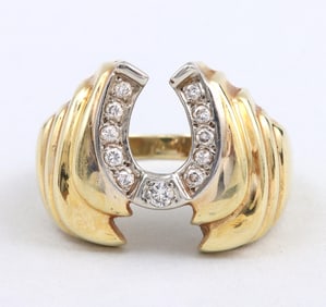 Diamond and Gold Horseshoe Ring