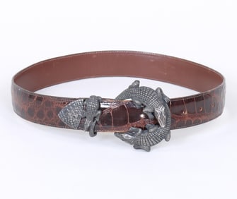 Jeff Deegan Designs Sterling Silver Double Alligator Three-Piece Buckle Set