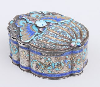 Chinese Export Enameled Silver Box