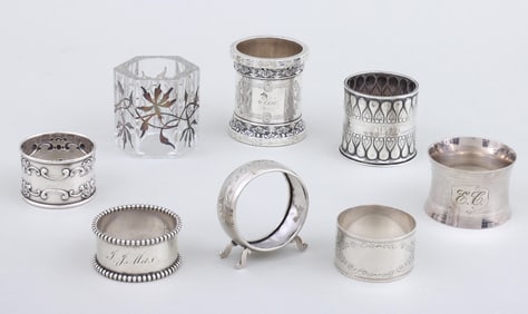 Group of (8) Silver Napkin rings