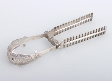 19th Century Dutch .833 Silver Asparagus Serving Tongs, Utrecht, 1852