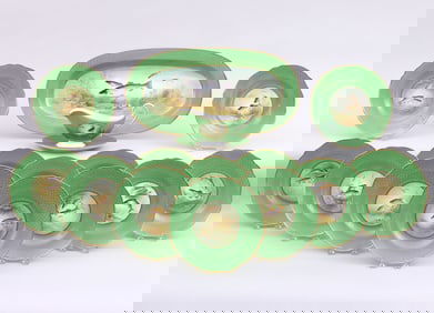 Spode Fourteen-Piece Porcelain Dinner Service in a "Fish" Pattern