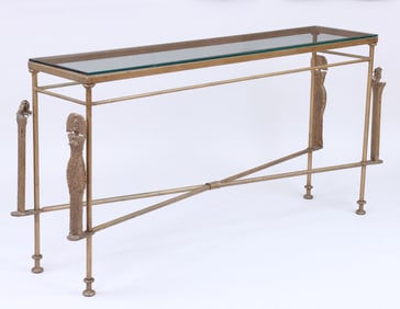 After Diego Giacometti (Swiss 1902-1985), Brutalist "Caryatids" Console Table