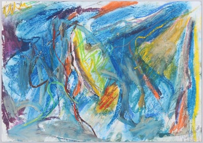 Mary Abbott (American 1921-2019), Untitled (Abstract), oil crayon, oil and graphite on paper