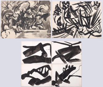 Mary Abbott (American 1921-2019), Group of (6) Untitled (Abstract) Works on Paper