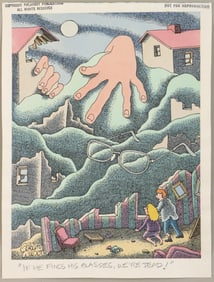 Gahan Wilson (American 1930-2019), "If He Finds His Glasses, We're Dead!", pen, ink, watercolor and