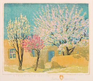Gustave Baumann (German/American 1881-1971), "Spring, New Mexico", woodcut in colors