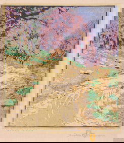 Gustave Baumann (German/American 1881-1971), "Ridge Road", woodcut in colors