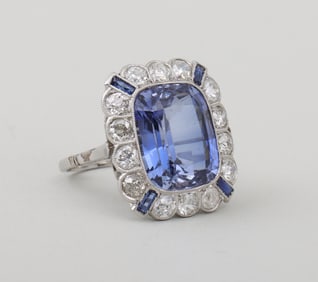 Sapphire and Diamond Platinum Ring