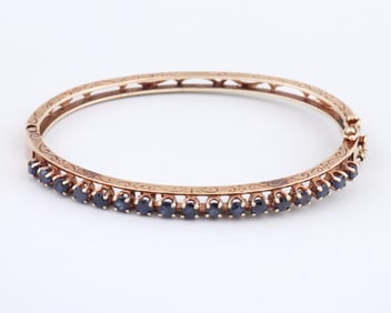 Sapphire and 14k Gold Bangle