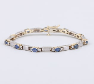 14k Gold Sapphire and Diamond Bracelet