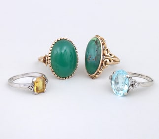 Group of (4) 14k Gold Rings