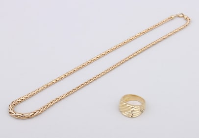 Group of (2) Gold Jewelry