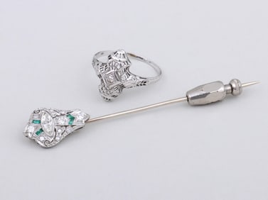 Group of (2) Diamond Jewelry