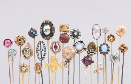 Group of (25) Gold and Metal Stickpins