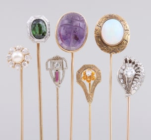 Group of (7) Gold Stickpins