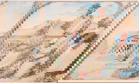 Therese Darche (French/American 1892-1976), Vegetable Sellers at the French Market, New Orleans, c.