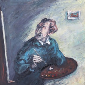 Mervin Jules (American 1912-1994), "The Painter" (Self Portrait), oil on board