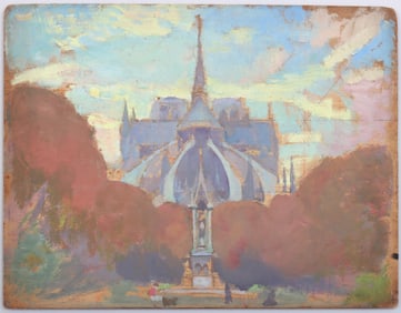 Elisha Kent Kane Wetherill (American 1874-1929), Notre Dame de Paris, oil on panel
