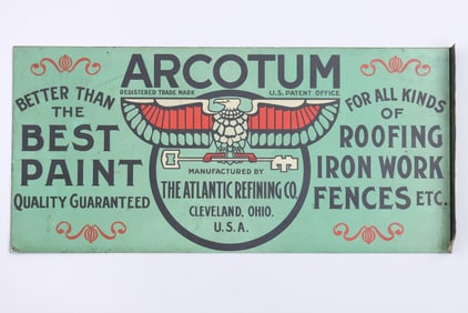 Double-Sided Metal Flange Sign for Arcotum Paint