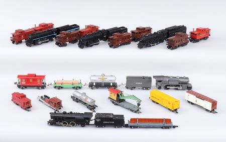Group of (28) Lionel and American Flyer Locomotives and Cars