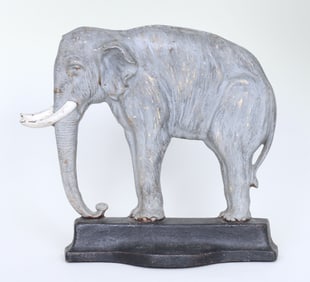 Bradley & Hubbard Painted Cast Iron Elephant Doorstop