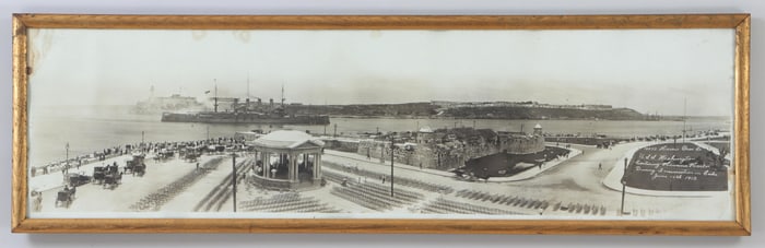 Panorama of the ''U.S.S. Washington Entering Havana Harbor during Insurrection in Cuba, June 10th,