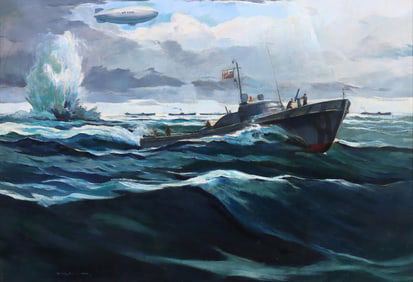 William Goadby Lawrence (American 1913-2002), "Navy Depth Charges", oil on board