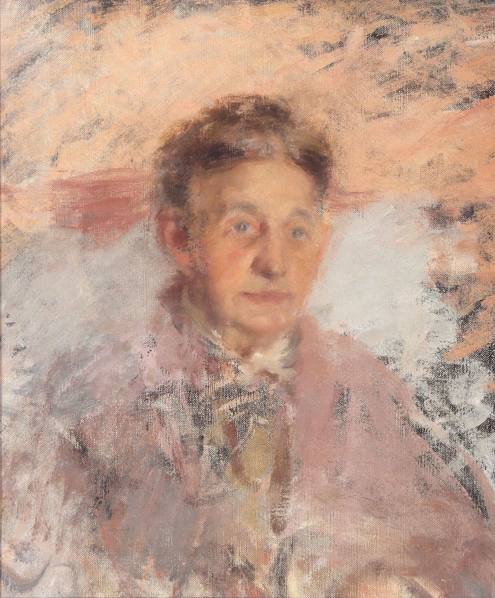 Frederick William MacMonnies (American 1863-1937), Portrait of the Artist's Mother, oil on canvas: Frederick William MacMonniesAmerican, 1863-1937Portrait of the Artist's Mother, Juliana Eudora West MacMonniesoil on canvaslate 19th/early 20th century, unsigned.Provenance: The artist's granddaughter