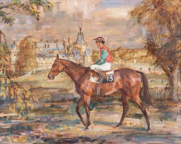 Thomas Sherwood La Fontaine (British 1915-2007), "Policeman and Willy Carson", oil on board