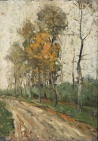 Chauncey Foster Ryder (American 1868-1949), Trees along a Country Road, oil on panel