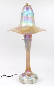 Attributed to Stephen Fellerman (American b. 1951), Iridescent Blown Glass Table Lamp