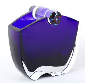 Baccarat "Oceanie" Art Glass Vase in Cobalt