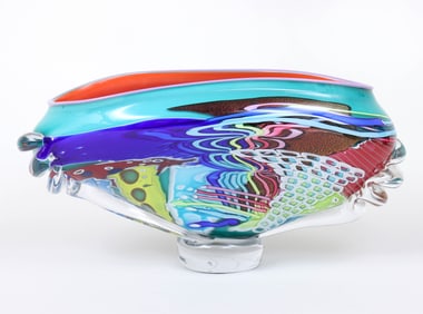 Peter Ridabock (American 20th century), "Oceanic Wave" vessel, 2001, blown glass
