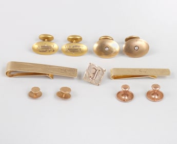 Group of (9) Gold Men's Jewelry