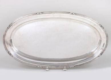 Large 19th century Russian .875 Silver Oval Serving Tray, assayer Aleksandr Nikolayevich Mitin or