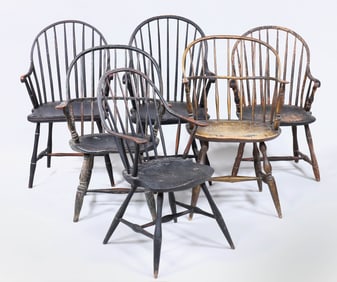 Assembled Set of (6) Windsor Armchairs