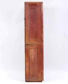 19th Century American Country Red-Painted Chimney Cupboard