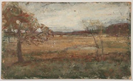 Julia M. Wickham (American, Long Island 1866-1952), Tonal Autumn Landscape, oil on board