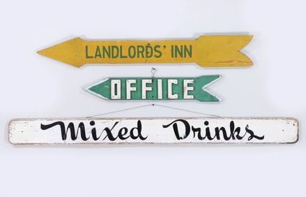 Group of (3) Painted Wood Signs