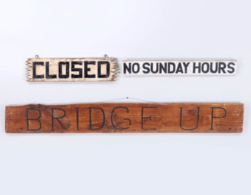 Group of (3) Painted Wood Signs