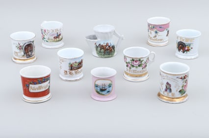 Collection of (10) Occupational and Personalized Porcelain Shaving Mugs