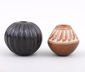 Dolores Curran (Santa Clara Pueblo b. 1954), Miniature Blackware Melon Jar