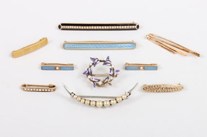 Group of (10) Small Gold Pins