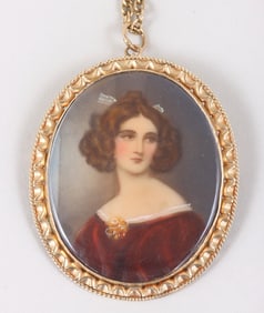 Gold Pendant Necklace with Portrait Miniature