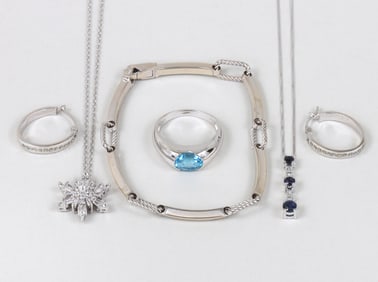 Group of (5) 14k White Gold Jewelry