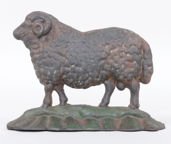 Painted Cast Iron Ram Doorstop
