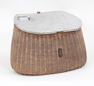 Fishing Creel with "Quinn and Co. Milwaukee, WI." Aluminum Top